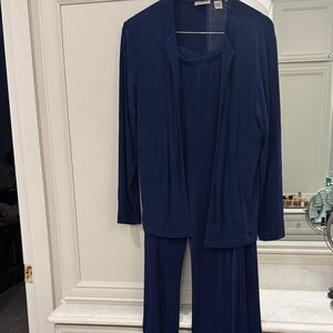 Chico's Cobalt Blue Travellers Jacket and Wide-legged Pants
